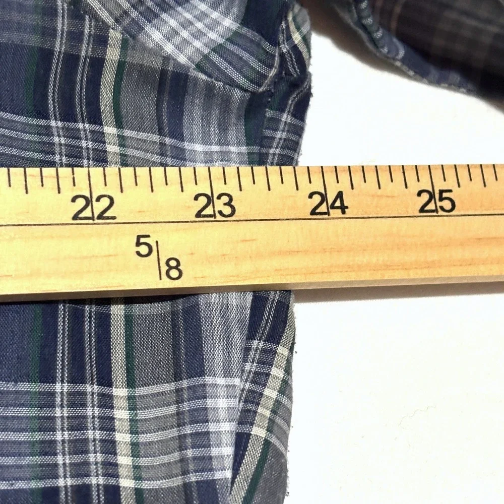 Chute 1 Mens Lg Plaid Long Sleeve Western Pearl Snap Shirt Blue Gray Lightweight